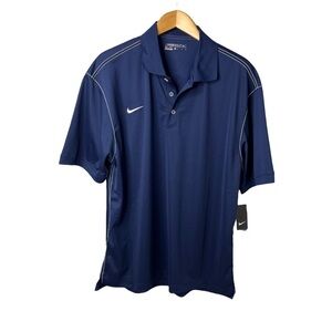 Nike Dri-FIT Golf Sport Swoosh Pique Polo Size XL Blue Short Sleeve Athltetic